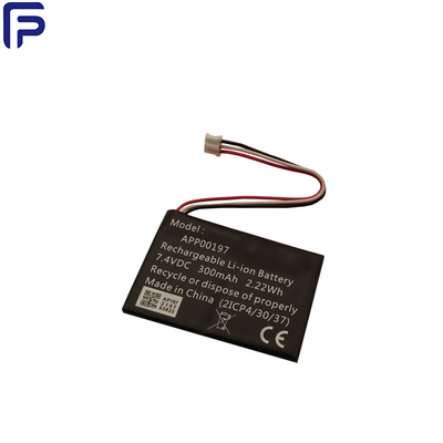 300mAh  7.4V Lithium Ion Battery Pack , 2S1P 7.4 Volt Rechargeable Battery For Recorder