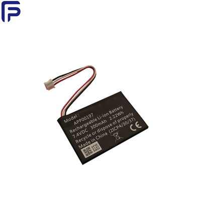 300mAh  7.4V Lithium Ion Battery Pack , 2S1P 7.4 Volt Rechargeable Battery For Recorder